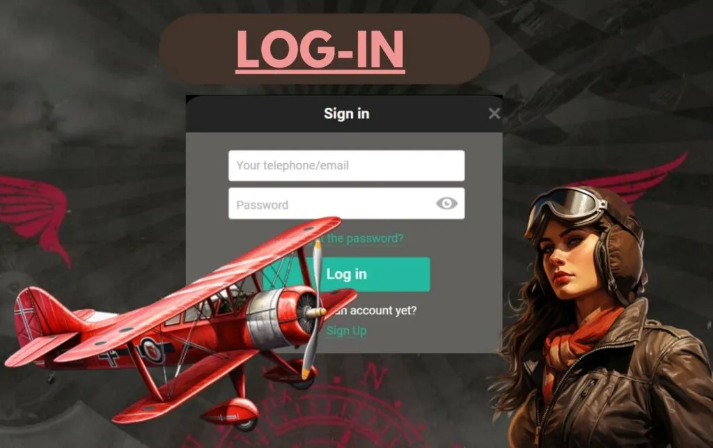 Faça login em sua Aviador conta guia
